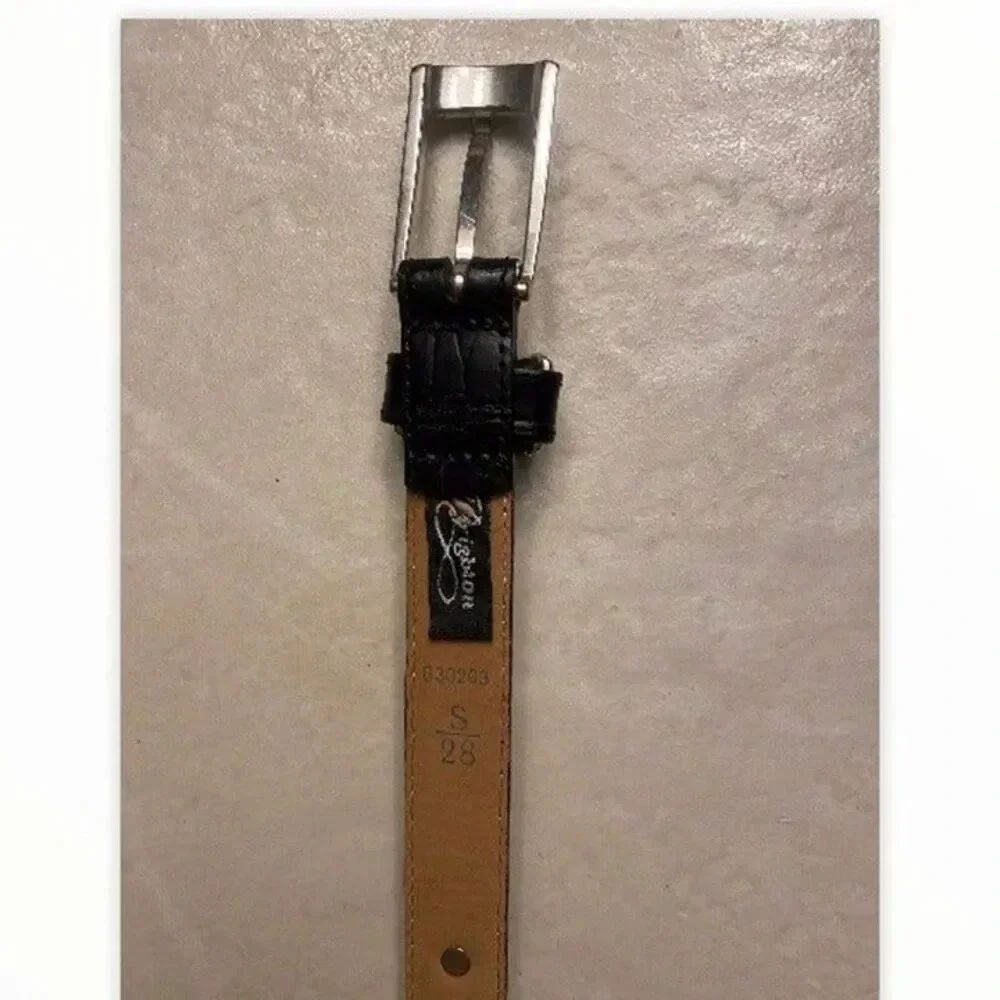 Brighton black leather belt with silver embellishments Vtg